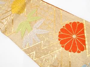 アンティーク　菊に笹模様織出し袋帯（材料）（サービス品）